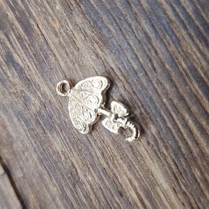 Vermeil feminine flirty umbrella ribbon charm